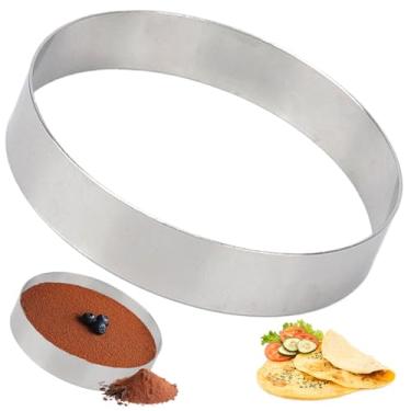 Imagem de Anéis de cozimento cortador de biscoito, anéis de massa de 17,78 cm antiaderentes moldes de aço inoxidável metal para assar muffins pizza cortador de biscoito redondo prata