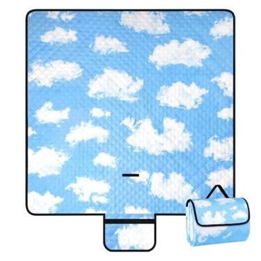 Imagem de MECOSEN Cobertores de piquenique, 199 x 199 cm, cobertor de praia extra grande, impermeável, à prova de areia, dobrável e portátil, cobertor de praia de 3 camadas para acampamento em família, parque