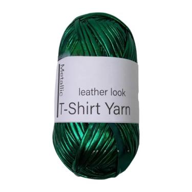 Imagem de rockible Camiseta metálica Fio de tecido brilhante Fio de tecido de 40m de tecido de tricô para cobertor DIY Keychains Decoração de bolsa artesanal, Verde
