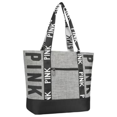 Imagem de MOPERIL Sacolas de viagem para mulheres, bolsa de praia impermeável para passar a noite para mulheres, bolsa de viagem e pernoite, Cinza, Large