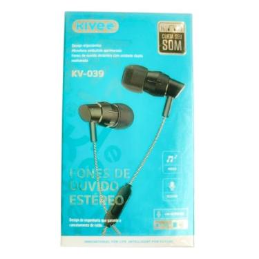Imagem de Kive KV-039 Fone de Ouvido Estéreo com Microfone, Design Ergonômico, Cabo Trançado.