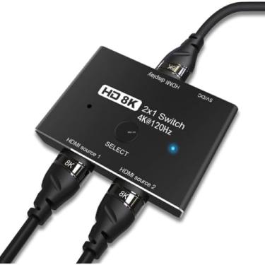 Imagem de CABLEDECONN Adaptador de interruptor direcional HDMI 2.1 Ultra HD 8K de alta velocidade 48Gbps 5.1 cm 1out 8K @60Hz 4K @120Hz compatível com monitores de projetores Xbox PS5