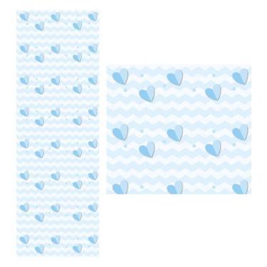 Imagem de Papel De Parede Adesivo Coração Azul 1,5 Metros O Rolo Np375