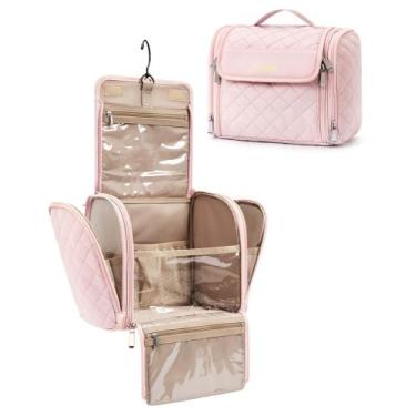 Imagem de Bolsa de maquiagem BAGSMART para mulheres com gancho suspenso, rosa