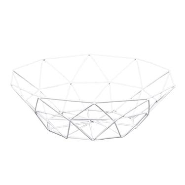 Imagem de Cesta de Piquenique Polígono Geométrico Frutas e Vegetais Cesta de Metal Tigela de Metal Armazenamento Cozinha Mesa Display Prato de Frutas (Cor: Dourado) (Branco)