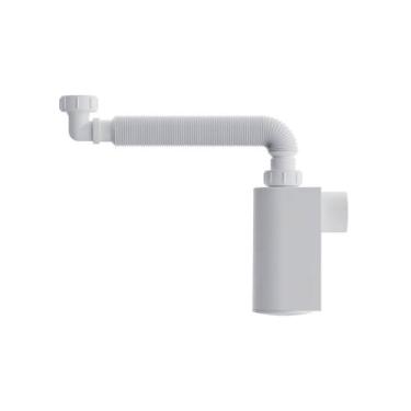 Imagem de Sifão Sanfonado Blukit de Parede com Copo 47cm Branco Universal, Branc