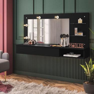 Imagem de Penteadeira Suspensa Camarim com Espelho e Prateleira Noemi