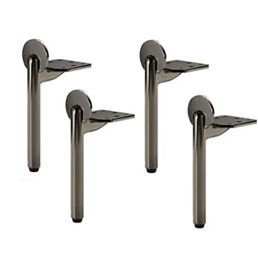 Imagem de LOMDEM Pernas de móveis de metal, 4 peças de pés de substituição de móveis modernos DIY para armário cômoda suporte de TV mesa de café, preto metálico -13 cm