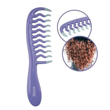 Imagem de Pente de Cabelo para Cachos Soltos e Ondas Roxa Ricca