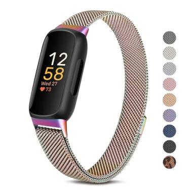 Imagem de Pulseira de metal para Fitbit Inspire 3 pulseiras femininas e masculinas, pulseiras de substituição de aço inoxidável ajustáveis para Fitbit Inspire 3 Fitness Tracker (colorido)