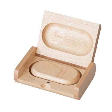 Imagem de Flash Drive de madeira com caixa de presente de madeira, unidade flash de madeira, pacote com 5, unidade USB USB de madeira FEWINA USB 2.0 3.0 super velocidade unidade de polegar, caixa de madeira, presente ideal para aniversário/casamento (4GB/8GB/16GB/32GB), USB+Box(Maple), 32GB-3.0