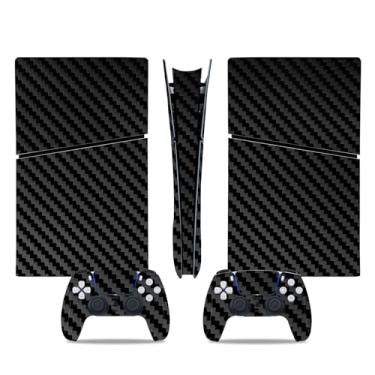 Imagem de Skin Sticker Compatible with PS5 Slim Digital Console, Black Carbon Fiber Vinyl Decal Cover Wrap for Wireless Controller