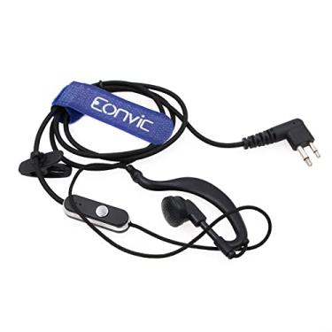 Imagem de Eonvic Cabo de áudio de rádio intercomunicador, fone de ouvido universal, K-Head, fone de ouvido de 2 pinos, linha trançada, fone de ouvido walkie-talkie rotativo de 360 graus para rádio Kenwood