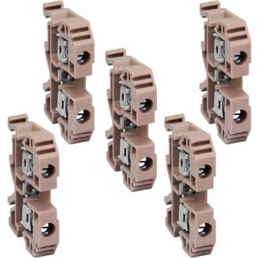 Imagem de Kit 5 Conector Borne Sak 6mm Bege para Trilho Din - Sibratec
