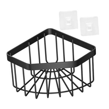 Imagem de IEUDNS Suporte de esponja de canto para pia, cesto suspenso, cabide para pano de prato, casa com adesivos, organizador versátil de escorredor de aço, Preto