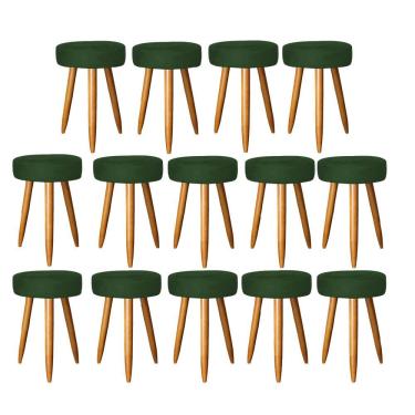 Imagem de Kit 14 Banqueta Alta Julia 50Cm Bar Cozinha Bistrô Pé Palito Carvalho Suede Verde
