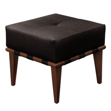 Imagem de Puff Banqueta Noé Luxo Madeira Maciça Castellar Móbile Corino Preto