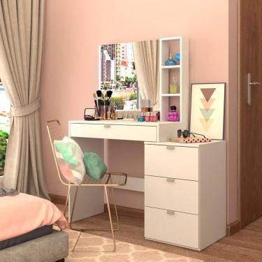 Imagem de Penteadeira Nova Mobile Anne Com Espelho E 4 Gavetas Branco