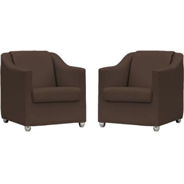 Imagem de Kit 2 Poltronas Mila Corino Cores Pé De Plástico Cromado - Marrom Corino