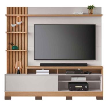 Imagem de Painel Home Theater Invernia 4 Prateleiras Spot Led C- Pés 65 Polegadas Freijo-off White