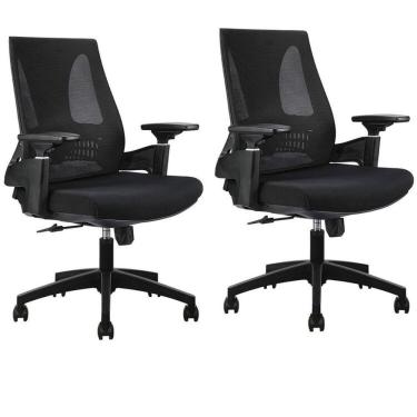 Imagem de Kit Com 2 Cadeiras Office Diretor Toledo Com Braços 3d Office Nr17 Preto