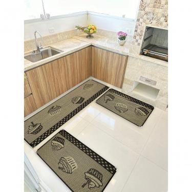 Imagem de Jogo Tapete Cozinha Kit 3 Peças Sisal Antiderrapante Ks-77