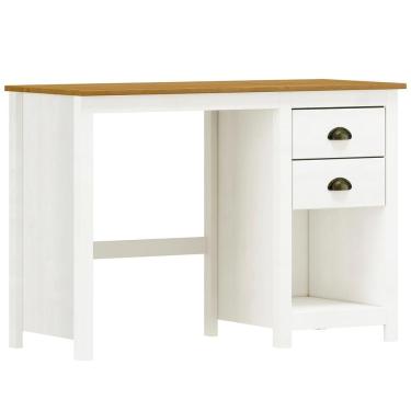Imagem de Mesa Escrivaninha Retangular Madeira Maciça 9138 Outros 2 Gavetas 110 cm Branco