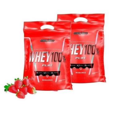 Imagem de Kit 2 Whey Protein 100% Pure 1800G Integralmedica - Morango