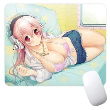 Imagem de Pinstant Mousepad Antiderrapante Para Jogos De Anime E Mangá Super Sonico Computador Laptop Com Borda Costurada 7,1 X 8,7 Polegadas