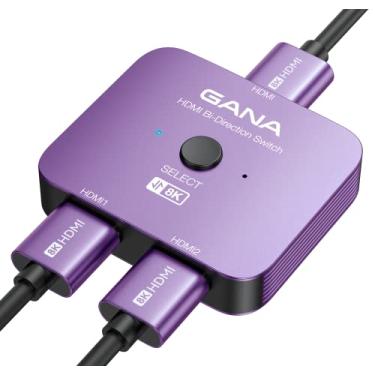 Imagem de GANA Comutador Hdmi 2.1, Divisor De 8K Bidirecional, 2 Entradas E 1 Saída, 4K A 120 Hz, 60 Hub Ultra Hd Alumínio 48 Gbps Compatível Com Ps5/4, Xbox, Roku, Apple Tv, Fire Stick