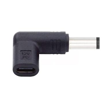 Imagem de cablecc Usb 3.1 Tipo C Usb-C Fêmea Para Dc 12V 5,5X2,1Mm Plugue Adaptador Ângulo De 90 Graus Gatilho Emulador Pd
