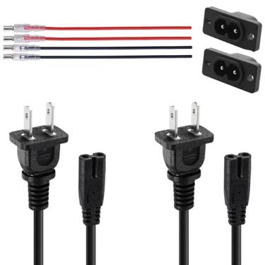 Imagem de HUNSOOL Cabo De Alimentação Ca C8 2 Pinos, Peças, 4,9 Pés, Macho Para Fêmea, 18Awg, 2,5A, Universal, Slots, Substituição Tv, Alto-Falante, Monitor, Impressora, Câmera Com Adaptador