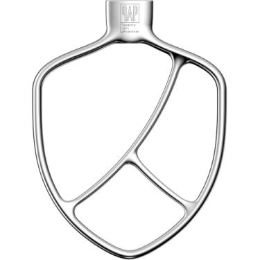 Imagem de Pá de aço inoxidável, batedor plano - Acessórios e acessórios para misturadores KitchenAid, serve para tigela em forma de tulipa de 6 litros