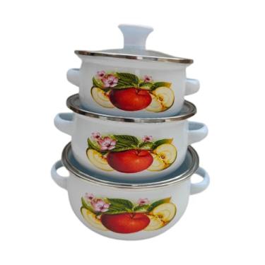 Imagem de Fenteer 3 peças Estoque de esmalte com tampa de pilhas de enamel unsear unsear pow stean ferver maconha para restaurante, C