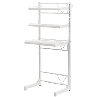 Imagem de Ipotive Prateleiras de lavadora e secadora de aço carbono, elevador de organização e armazenamento de lavanderia de 3 níveis, prateleira de economia de espaço para banheiro, (36 cm a 65 cm) L x 40 cm