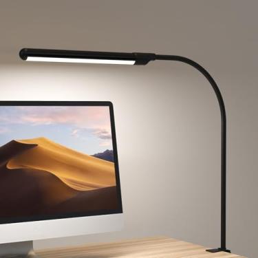 Imagem de MYPLUS Luminária De Mesa Com Braçadeira, Sensor De Movimento De Mão, Luz De Mesa Com 5 Cores E 10 Níveis Reguláveis, Lâmpada De Encaixe Led Brilhante Para Escritório Em Casa, Leitura, Trabalho De Me