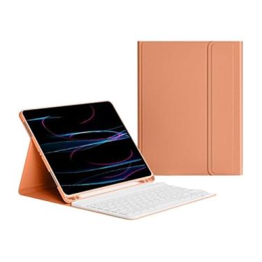 Imagem de Capa Para Tablet Com Teclado Bluetooth Para Samsung Tab S7 Plus/S7 FE/S8 Plus 12,4 Polegadas (Laranja Vibrante, Teclado comum)