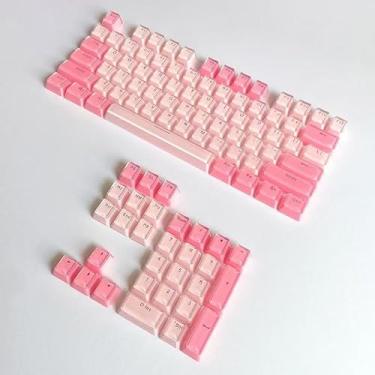 Imagem de 104-Key PBT Keycap Set for Mechanical Keyboard - Cherry MX Compatible Keycaps for 61/64/68/87/104/108 Key Layouts, OEM Profile Thick Durable Replacement Keycaps （Jelly Pink）