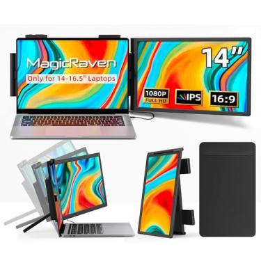 Imagem de MAGICRAVEN Extensor De Tela Para Laptop, Monitor Portátil Ips De 14" 1080P, Monitor De Viagem Para Laptops De 14 A 16,5" Com Porta Usb-C/Hdmi, Tela De Conexão Plug And Play Para Windows/Mac/Android