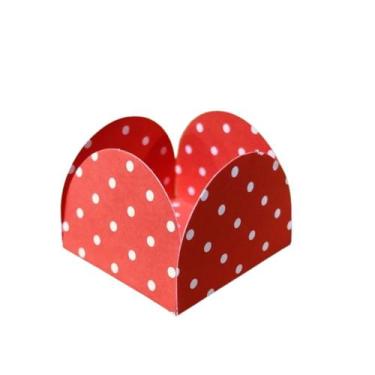 Imagem de Kit C/500 Forminhas M2 4 Pétalas Vermelho Poá Branco (3,5x3,5cm) Doces