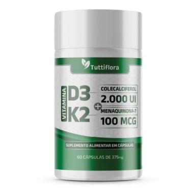 Imagem de Vitamina D3 + K2 30 Cápsulas de 375mg Tuttiflora