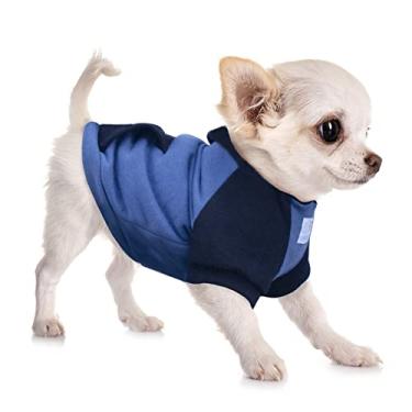 Imagem de SZAT PRO Moletom com capuz para cães, 100% algodão, roupas para cães e gatos pequenos, roupas chihuahua, pulôver para cães, meninos e meninas, azul, grande