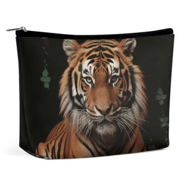 Imagem de RTFNGLS With Tiger And Paws Bolsa de maquiagem portátil de viagem para banheiro bolsa de maquiagem bolsa de maquiagem portátil bolsa de maquiagem grande capacidade bolsa de maquiagem de viagem