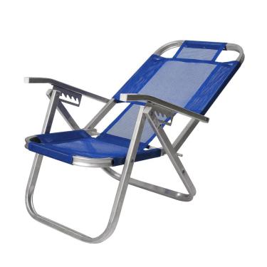 Imagem de Cadeira de Praia Reclinável Ipanema Azul Royal em Alumínio BTF - Botafogo Lar & Lazer