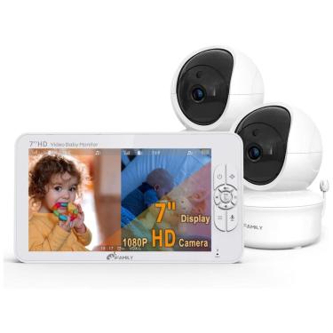 Imagem de Babá Eletrônica iFamily com Divisão Ampla, 2 Câmeras HD e Áudio, Vídeo HD 1080p sem WiFi e à Prova de Hackers