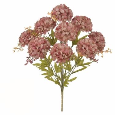 Imagem de Flor artificial buque cravo crisantemo enfeite sala vasos arranjo floral (Rosa Outono)