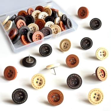 Imagem de 30 peças - Pinos decorativos vintage, lindos botões para quadros de avisos, quadros de cortiça e paredes (30 peças - botões)