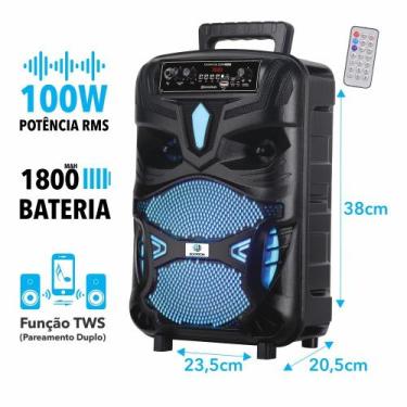 Imagem de Caixa de Som Portátil LED RGB Bluetooth Estilo Robozinho Potencia 100W