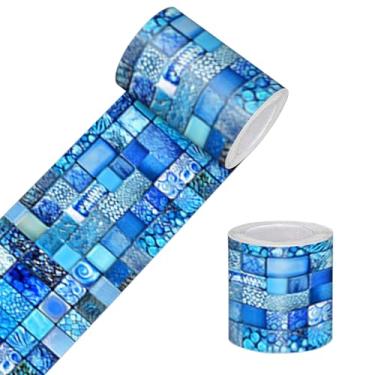 Imagem de HOMETITUTE Borda de papel de parede descasque e cole fita decorativa de azulejo de mosaico autoadesivo para banheiro, cozinha, lavanderia, área de piscina, moldura espelhada, borda da pia, decoração