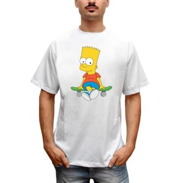 Imagem de Camiseta Masculina Bart Simpsons Skate - Bella Store, Branco, G, Homem